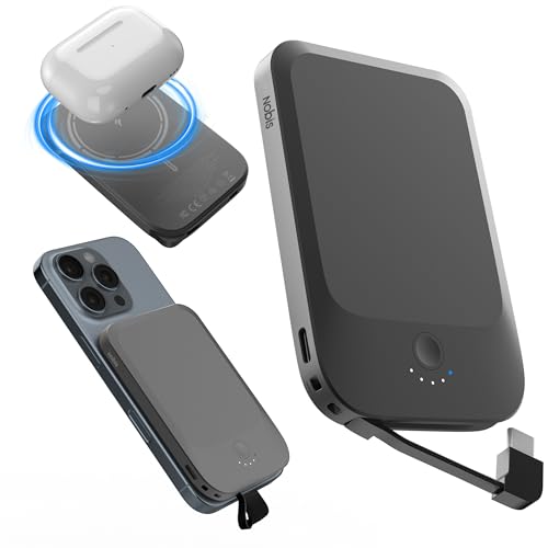 NOBIS Slim Magnetic Power Bank 22.5W 5000mAh with Built-in Cable - color: Black