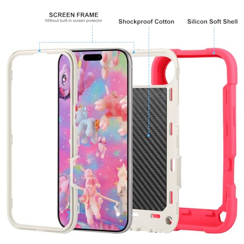 MARKILL Compatible with iPhone Air Case 6.5 Inch 2025 with 360 Degree Rotate Ring Stand, Military Grade Drop Protection Full Body Rugged Protective Case Kids Hot Pink - color: Hot Pink, size: iPhone Air 6.5"