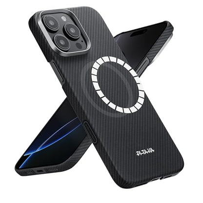 pitaka iPhone 16 Pro Case 6.3” - MagSafe Compatible, Ultra Slim with Caseless Feel, 600D Aramid Fiber Woven - Black/Grey (Twill) - color: Black/Grey (Twill), size: For iPhone 16 Pro, 6.3"