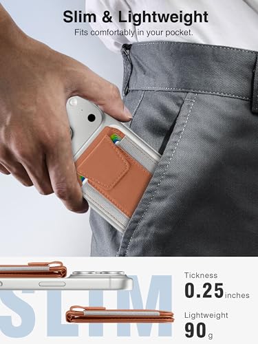 TopMade for MagSafe Wallet with Stand, 9 Cards Holder, Privacy Flap Cover - color: Brown