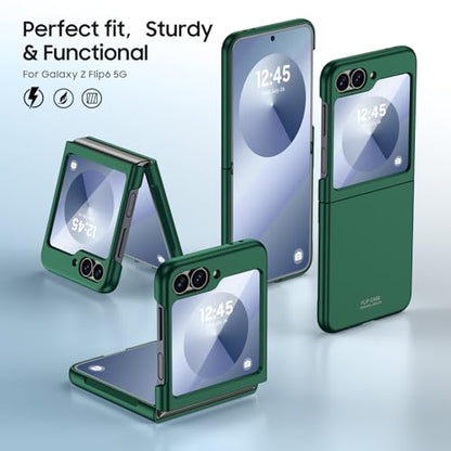 GooseBox for Samsung Galaxy Z Flip 6 Case with Screen Protection,Z Flip 6 Slim HD Clearly Case Ultra-Thin Anti-Scratch Shockproof Phone Case(Green) - color: Flip6-Green