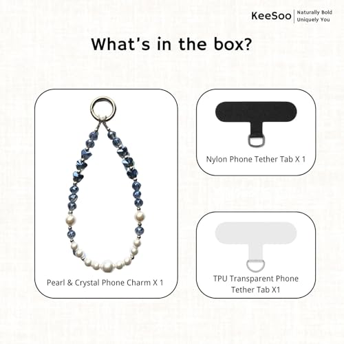 Elegance of the Sea: Pearl & Crystal Original Design Phone Charm with 2 Tether Tabs – Stylish, Durable, and Hands-Free Phone Chain – Compatible with iPhone, Samsung, Pixel & More - color: 06 Elegance of the Sea: Pearl & Crystal