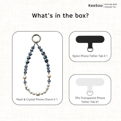 Elegance of the Sea: Pearl & Crystal Original Design Phone Charm with 2 Tether Tabs – Stylish, Durable, and Hands-Free Phone Chain – Compatible with iPhone, Samsung, Pixel & More - color: 06 Elegance of the Sea: Pearl & Crystal