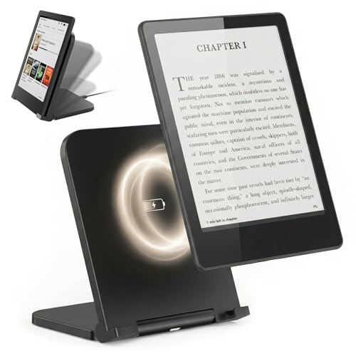 Doohoeek Foldable Wireless Charging Dock Compatible with Kindle Paperwhite Signature (2022/2024), Colorsoft Signature &Galaxy Ebook, Compack Charger with Adjustable Angle, Portable Dock
