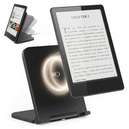 Doohoeek Foldable Wireless Charging Dock Compatible with Kindle Paperwhite Signature (2022/2024), Colorsoft Signature &Galaxy Ebook, Compack Charger with Adjustable Angle, Portable Dock