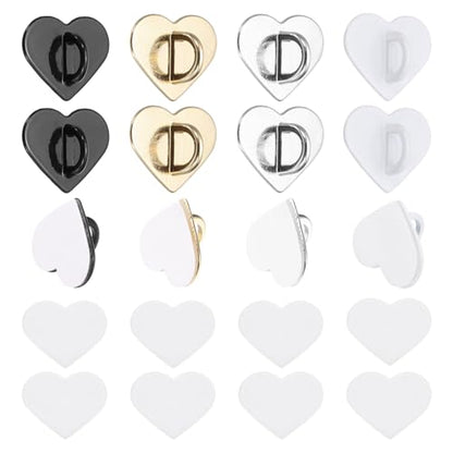MECCANIXITY 12 Pcs Heart Phone Charm Hook, Adhesive Cell Phone Charm Holder Metal Finger Grip Loop for DIY Case Pad Tablet, White K-Color/Gold/White/Black - color: White K-Color/Gold/White/Black
