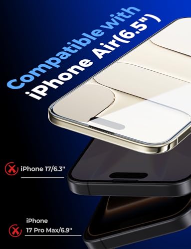 MAGIC JOHN 2 Pack for iPhone Air 6.5 inch Tempered Glass Screen Protector, Auto Dust-Elimination, Bubble Free, HD Clear, Easy Installation - size: iPhone Air 6.5inch