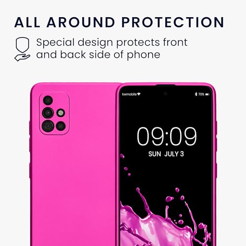kwmobile Case Compatible with Samsung Galaxy A51 Case -Soft TPU Back Phone Cover - with Metallic Look - Metallic Pink - color: metallic pink, size: Galaxy A51