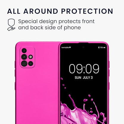 kwmobile Case Compatible with Samsung Galaxy A51 Case -Soft TPU Back Phone Cover - with Metallic Look - Metallic Pink - color: metallic pink, size: Galaxy A51