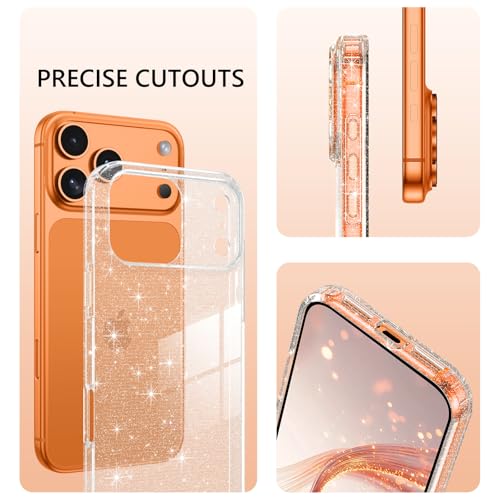 YINLAI Compatible with iPhone 17 Pro Max Case 6.9-Inch,Crystal Sparkle Anti-Yellowing Upgraded Full Camera Protection Supports Wireless Charging Slim Shockproof Protective Phone Cover (Clear Glitter) - color: Clear Glitter, size: iPhone 17 Pro Max 6.9"