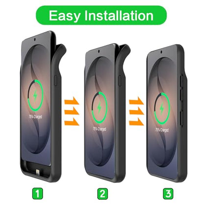 Battery Case for Galaxy S26 Ultra, Upgraded 12000mAh Battery Pack Rechargeable Charger Case with Wireless Charging Compatible for Galaxy S26 Ultra(6.9 inch) External Charging Cover(Black) - size: Galaxy S26 Ultra
