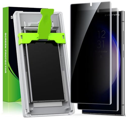 2 Pack for Samsung Galaxy S23 Ultra / S22 Ultra 6.8” Privacy Screen Protector [Non-Glass] Auto Alignment, Bubble-Free, Fingerprint ID Support, Full Coverage Anti-Spy PET Film, Case Friendly