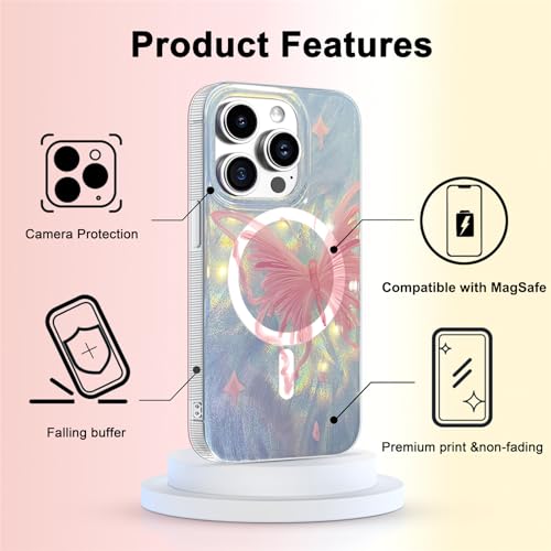 I-MGAE-IN-AR Compact Case for iPhone 12 Pro Max Pale Pink Butterfly Design,[Compatible with Magsafe] Cute Soft Slim Shockproof Protective Phone Cases Women Girls Aesthetic Glitter - color: [Strong Magnet] Pink Butterfly, size: iPhone 12 Pro Max