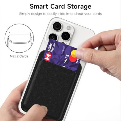 oakxco Phone Wallet Stick On, Slim Thin Adhesive ID Credit Card Holder Wallet Pocket Back of Phone Case, Hard Shell Plastic Sleeve Sticky Card Wallets Pouch for iPhone Samsung Pixel, Black - color: Black