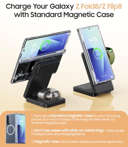 Meifigno 3 in 1 Magnetic Foldable Wireless Charger for Galaxy Watch9/Ultra2