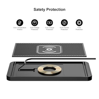 Tangxi Wireless Car Charger Charging Pad, 15W Non Slip Fast Charger Flat Mat, Compatible with iOS 11/12/13/14/15/16/17, S 21/22/23/24/25