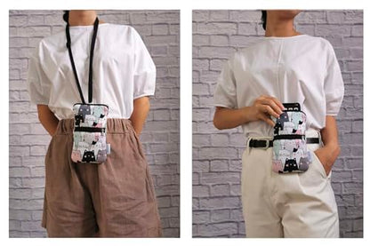 Tainada 2-Zip Neck Phone Pocket Bag w/Belt Loop (Doodle Cats Style 1) | For Men/Women; Water-resistant neoprene pouch, shockproof, lightweight, w/carabiner; Compatible with most of smartphones - color: Doodle Cats Style 1
