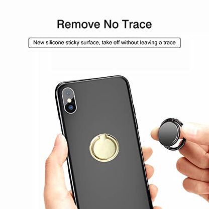 [2 Pack] Round Ultra-thin Cell Phone Ring Holder Stand,360 Degree Rotation and 180 Degree Adjustable Finger Ring Kickstand with Polished Metal Phone Grip (Gold)