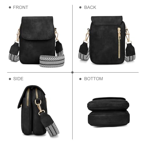 Fashion Small Crossbody Bags for Women Trendy Designer Cell Phone Purses | Adjustable Straps,with Card Holder,Detachable Wristlet Strap,small Cross Body Bag for Woman,Mini Bags,Travel Purse,Work,Gym - color: Black