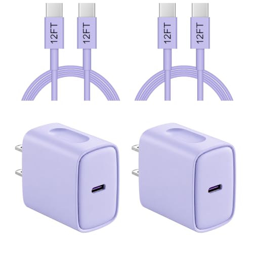 iPhone 17 16 15 Charger Fast Charging 12FT - 20W USB C Charger Block - color: Purple, size: 12FT