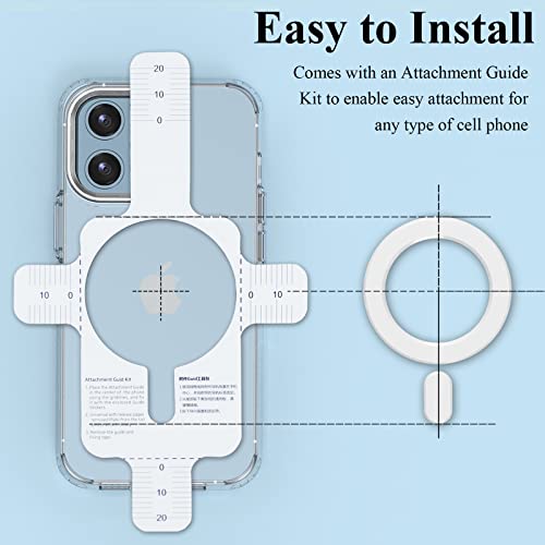 Universal MagSafe Ring, 2 PCS Magnet Sticker Magnetic Adapter Ring - color: White