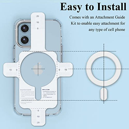 Universal MagSafe Ring, 2 PCS Magnet Sticker Magnetic Adapter Ring - color: White