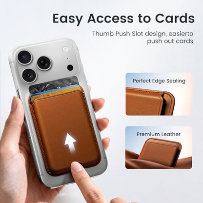 Stronger Magnetic Wallet for iPhone 17/16/15/14/13/12 Series, Slim Leather Magnetic Card Holder with RFID Blocking, N52 Magnet Phone Wallet, Fit 3 Cards, Dark Brown - color: Dark Brown