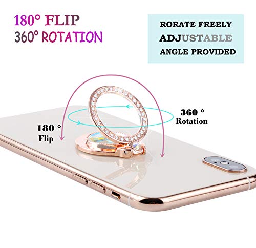 Glitter Bling Bling Phone Ring Holder, Sparkle Phone Ring Artificial Diamond Stand, Rhinestone Cell Phone Finger Ring for Phones,Pad(Rose Gold) - color: Rose Glod