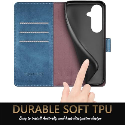 SUANPOT Compatible with Samsung Galaxy S26 Wallet case with RFID Blocking Credit Card Holder,Flip Book PU Leather Protective Cover Women Men for Samsung S26 Phone case Sky Blue - color: Sky Blue, size: Samsung Galaxy S26