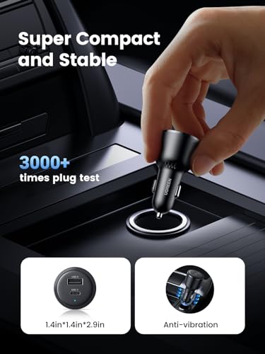 UGREEN 63W 2-Port USB C Car Charger, Type C Cigarette Lighter Adapter