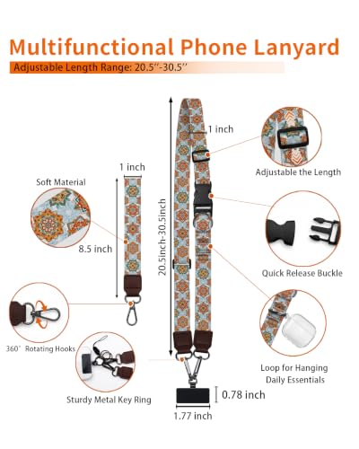 Boho Mandala Phone Lanyard Crossbody Wrist Neck Strap Women - color: Bohemian Mandala