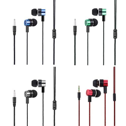 4 Pack Wired Earbuds 3.5MM 3 Pole Stereo Earphone in-Ear Headphone Without MIC 1Meter Braided Cord Headset for MP3 Cassette Recorder CD Player Music Phone Computer Laptop PC Tablet