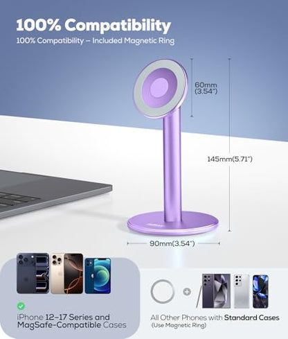 Nulaxy Magnetic Full Aluminum Cell Phone Stand with 360 Rotating, Purple - color: E-Purple