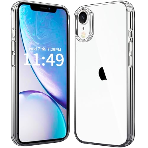 JJGoo Compatiable with iPhone XR Case Clear, Transparent Shockproof Phone Case, Slim Anti-Scratch Hard PC Back Protective Cover Bumper, Gradient Black - color: Gradient Black