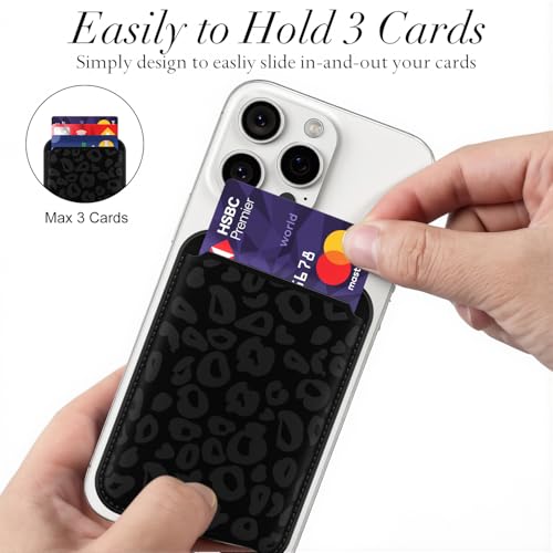 Svanove Leopard Magnetic Phone Wallet Compatible with Magsafe Wallet for Women, Cheetah Print ID Credit Card Holder Wallets for iPhone 17/16/15/14/13/12 Series, Cute Slim Leather Wallets, Black - color: Black