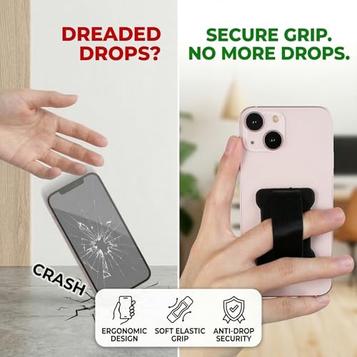 Universal Phone Grip for Smartphones - Phone Holder for Hand for Back of Phone - Wireless Charging Compatible - 2Pack (Black Brown) - color: Black Brown