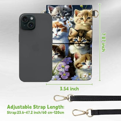 Small Crossbody Bags with Adjustable Shoulder Strap - color: Cats Family