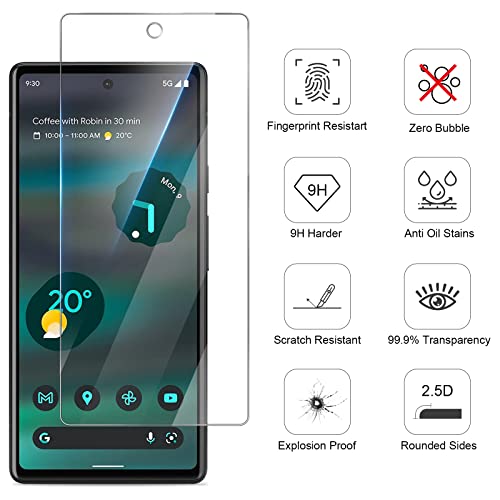 GiiYoon-3 PACK Screen Protector for Google Pixel 6A Tempered Glass [HD Full Coverage] [Easy Installation] [Round Edge] [Scratch Resistant] [9H Hardness] Protective Film