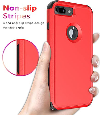 Diverbox for iPhone 8 Plus Case, iPhone 7 Plus Case [Shockproof] [Dropproof] [Dust-Proof],Heavy Duty Protection Phone Case Cover for Apple iPhone 8 Plus & 7 Plus (Red) - color: Red