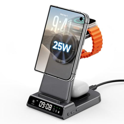 25W 3 in 1 MagSafe Charger for iPhone 18 Duo/18 Pro Max, Apple Watch 12