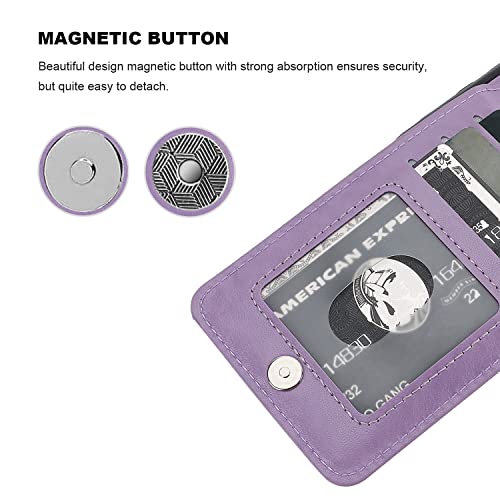 KIHUWEY for iPhone 11 Pro Max Wallet Case Card Holder Kickstand, Purple | Credit Card Slots, PU Leather, Magnetic Clasp, Flip Heavy Duty Protection Cover for Men and Women - color: Purple