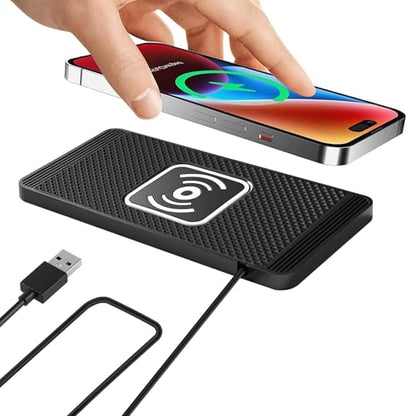 ZPSHYD 15W Wireless Car Charger Pad, Trim‑to‑Fit Qi Fast Charging Mat, 4‑Mode Auto‑Sensing (5W/7.5W/10W/15W), Separated Coil Anti‑Overheat, Non‑Slip Waterproof, Case‑Friendly, for iPhone & Android - color: 1m Cable USB Port
