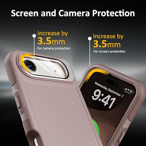 Follaroma Magnetic for iPhone 17 Air Case with Camera Stand, Light Brown | Built-in Glass Camera Cover,Compatible with MagSafe,Heavy Duty Shockproof Protective,Military-Grade Anti-DropDual Layer Cover - color: Brown Pink, size: iPhone 17 Air 6.5''
