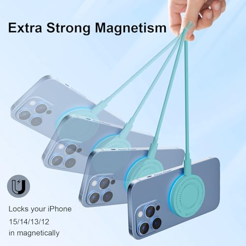 MagSafe Charger 2 Pack 15W Magnetic Wireless Charger Fast Charging Pad Compatible with iPhone 17/16/15/14/13/12 Series & AirPods 4/3/2/Pro Magnetic MagSafe Charging Pad with Dual Ports-Light Green - color: green, size: 2Pack