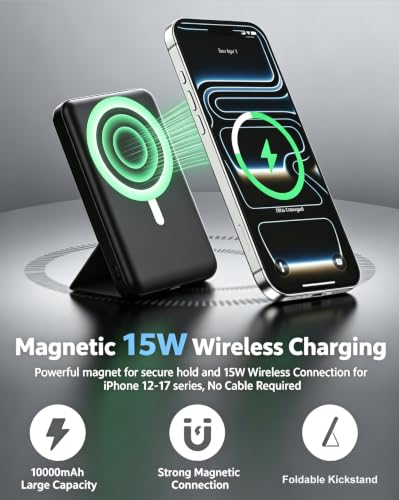 for MagSafe Portable Charger, 10000mAh Magnetic Battery Power Bank