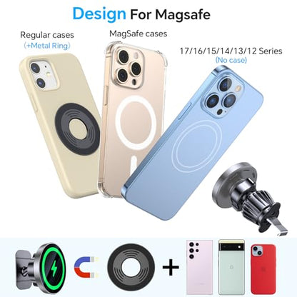 Coolpow Magsafe Car Mount Charger, Magnetic Wireless Car Charger for iPhone - color: Gray