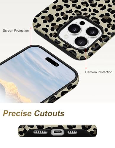 Jusy Magnetic Cheetah Phone Case for iPhone 16 Pro Max,Coffee Leopard | Compatible with MagSafe,Cute Aesthetic Tortoise Shell Design,TPU and PC Protective Shockproof Cover - color: Coffee Leopard