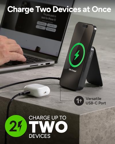 Mophie snap+ Juice Pack mini with Stand (2023) - 5000mAh Magnetic Portable Charger, MagSafe & Wireless Charging Compatible, USB-C to USB-C Cable Included - style: Juice Pack Mini w/ Stand