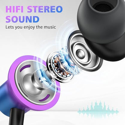 USB C Headphones Wired for iPhone 18 Pro Max Duo 17 Air 16 15 Plus/iPad - color: GradPurple