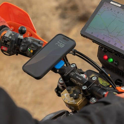 Quad Lock Handlebar Clamp Motorcycle Phone Mount with Vibration Dampener and MAG Phone Case for iPhone 15 Plus - size: iPhone 15 Plus